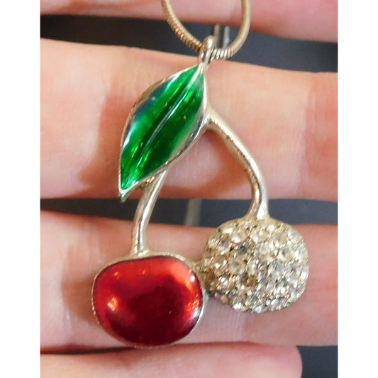 Icing Y2K Rockabilly Rhinestone Cherry Necklace