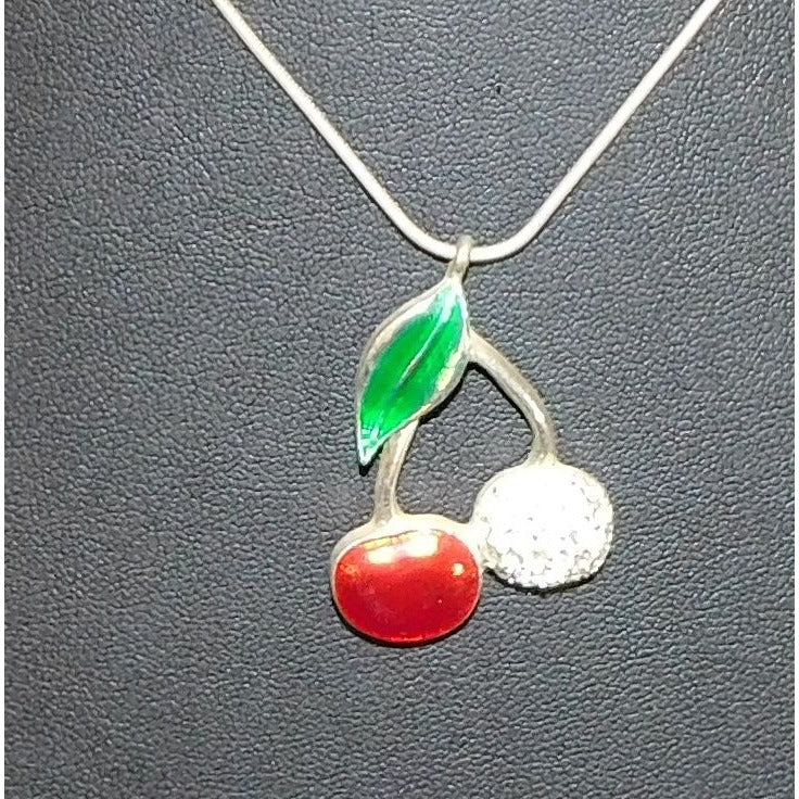 Icing Y2K Rockabilly Rhinestone Cherry Necklace