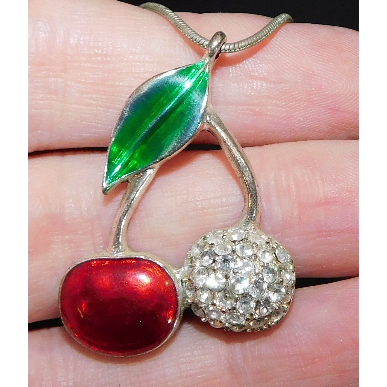 Icing Y2K Rockabilly Rhinestone Cherry Necklace