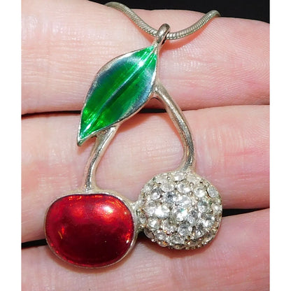 Icing Y2K Rockabilly Rhinestone Cherry Necklace