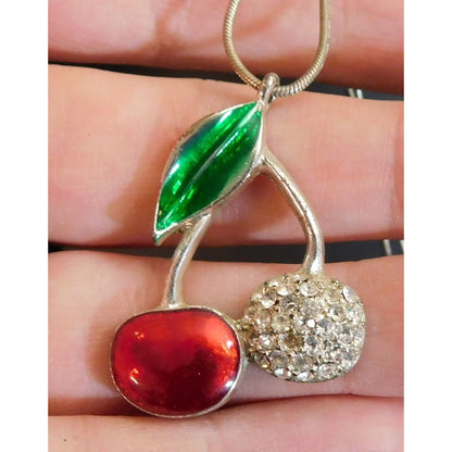 Icing Y2K Rockabilly Rhinestone Cherry Necklace