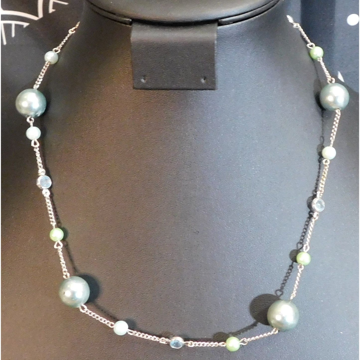 Mermaidcore Blue And Green Faux Pearl Station Necklace