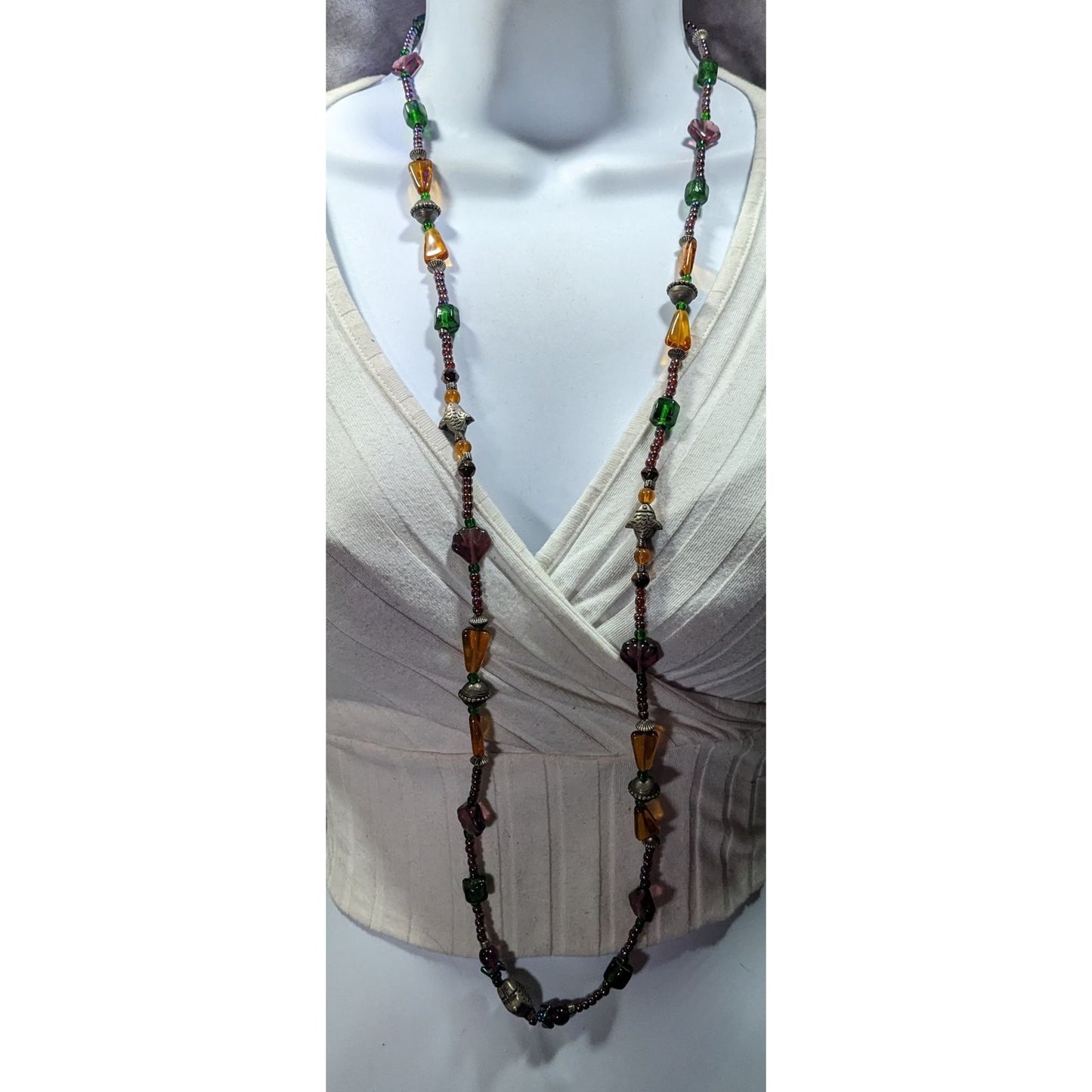 Handmade Glass Beaded Fish Charm Necklace