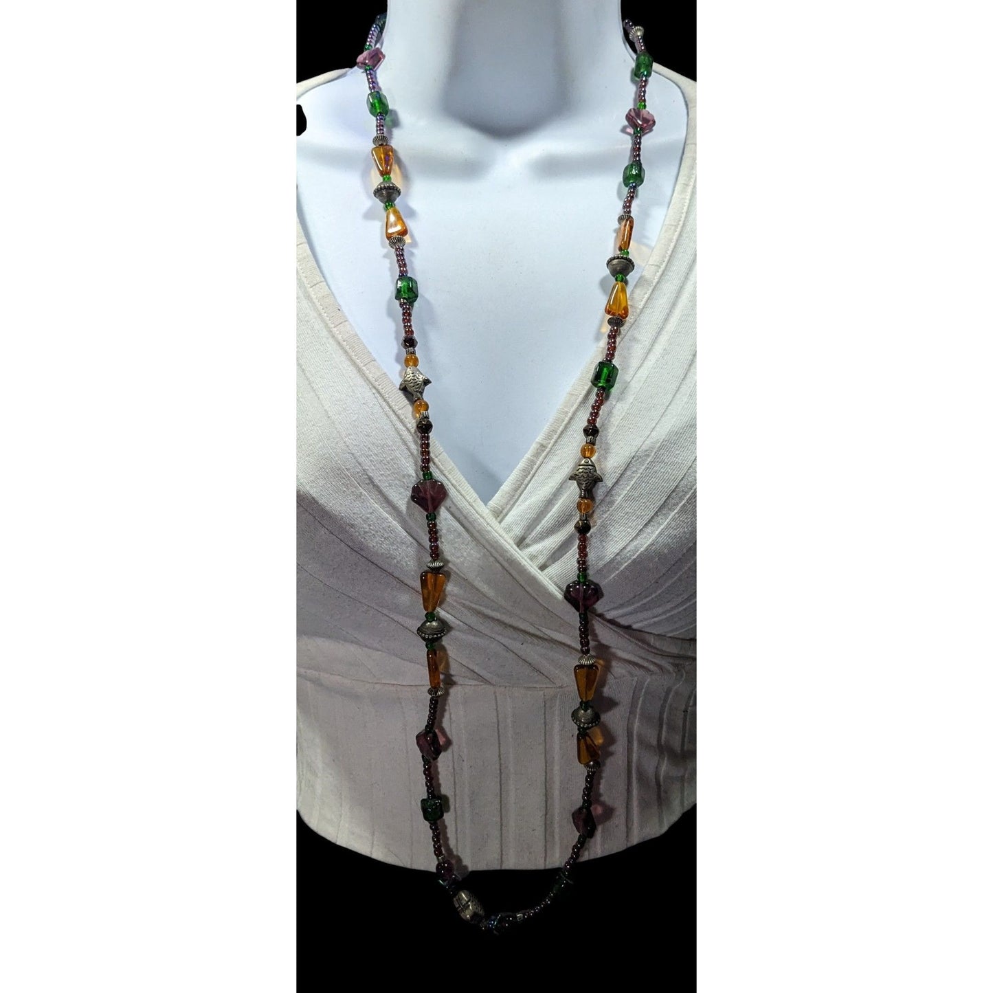 Handmade Glass Beaded Fish Charm Necklace