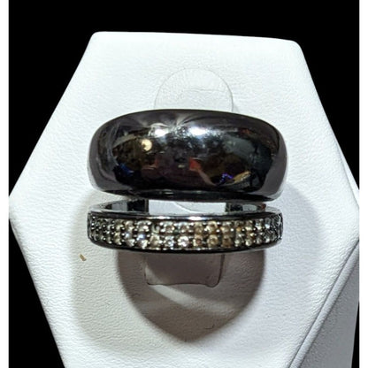 Juicy Couture Glam Goth Gunmetal Rhinestone Stacked Ring