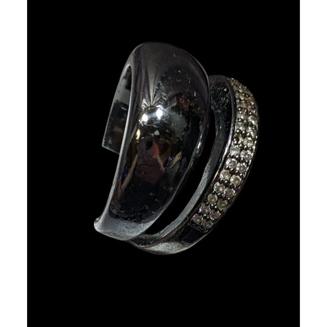 Juicy Couture Glam Goth Gunmetal Rhinestone Stacked Ring