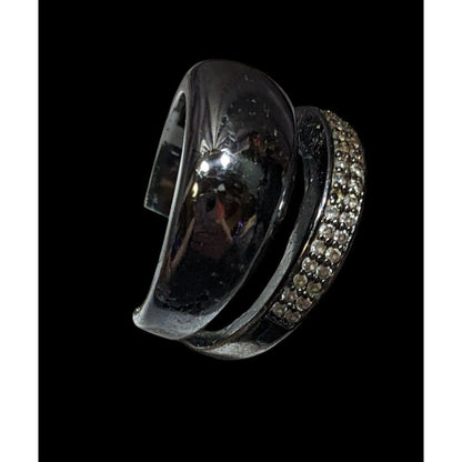 Juicy Couture Glam Goth Gunmetal Rhinestone Stacked Ring