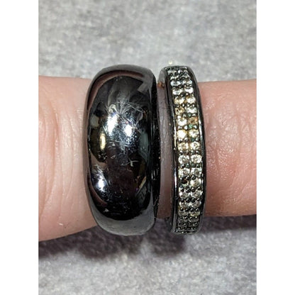 Juicy Couture Glam Goth Gunmetal Rhinestone Stacked Ring
