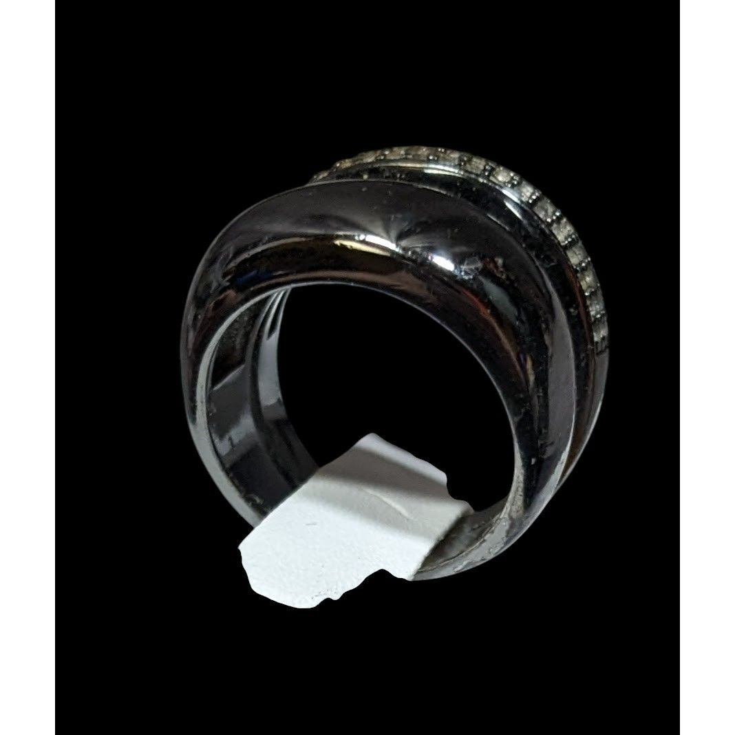 Juicy Couture Glam Goth Gunmetal Rhinestone Stacked Ring