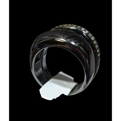 Juicy Couture Glam Goth Gunmetal Rhinestone Stacked Ring