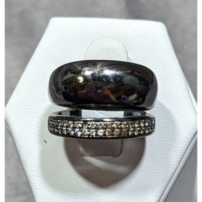 Juicy Couture Glam Goth Gunmetal Rhinestone Stacked Ring