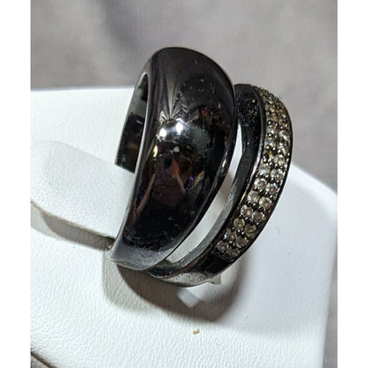 Juicy Couture Glam Goth Gunmetal Rhinestone Stacked Ring