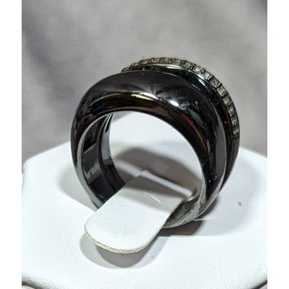 Juicy Couture Glam Goth Gunmetal Rhinestone Stacked Ring