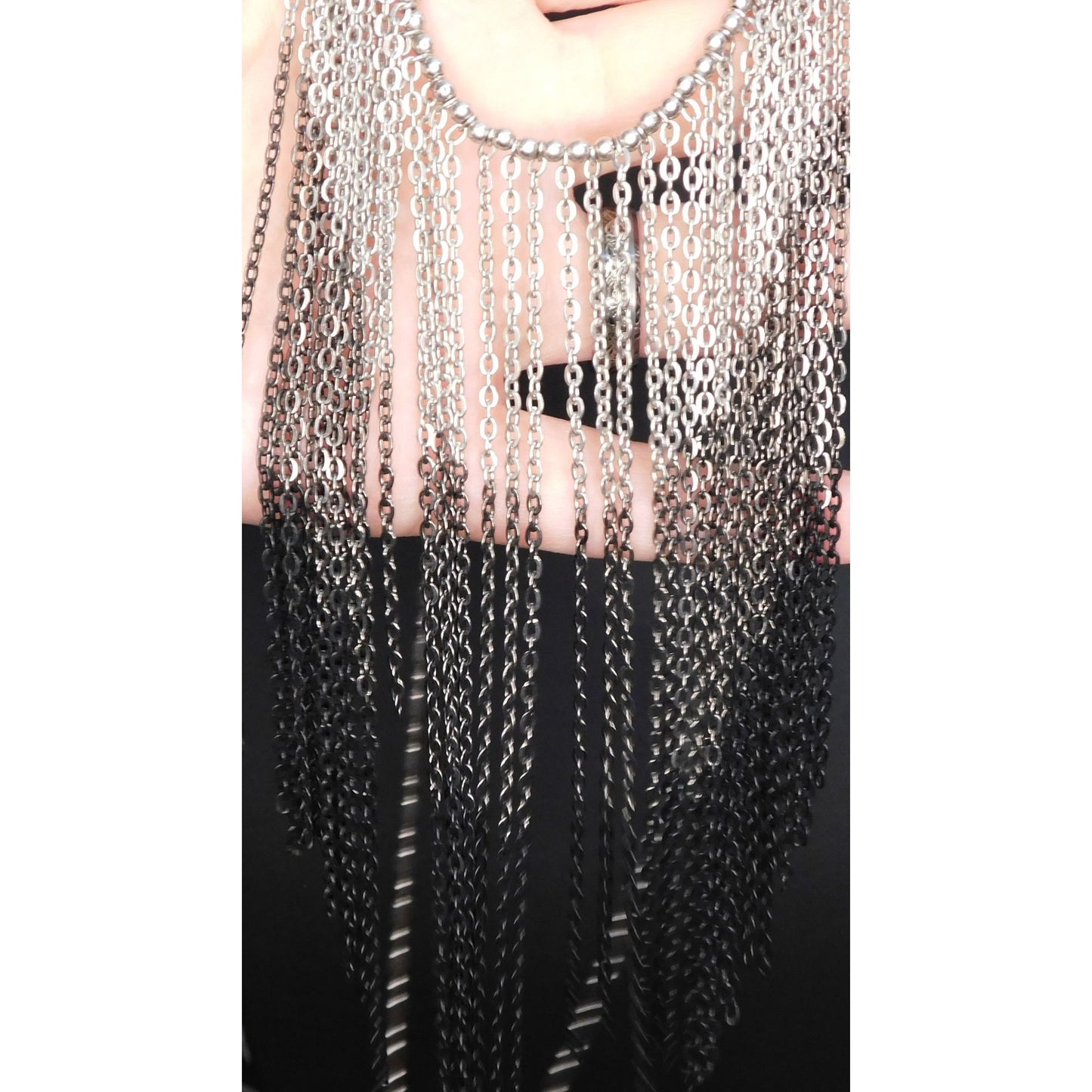 Glam Goth Multitone Cascading Fringe Necklace