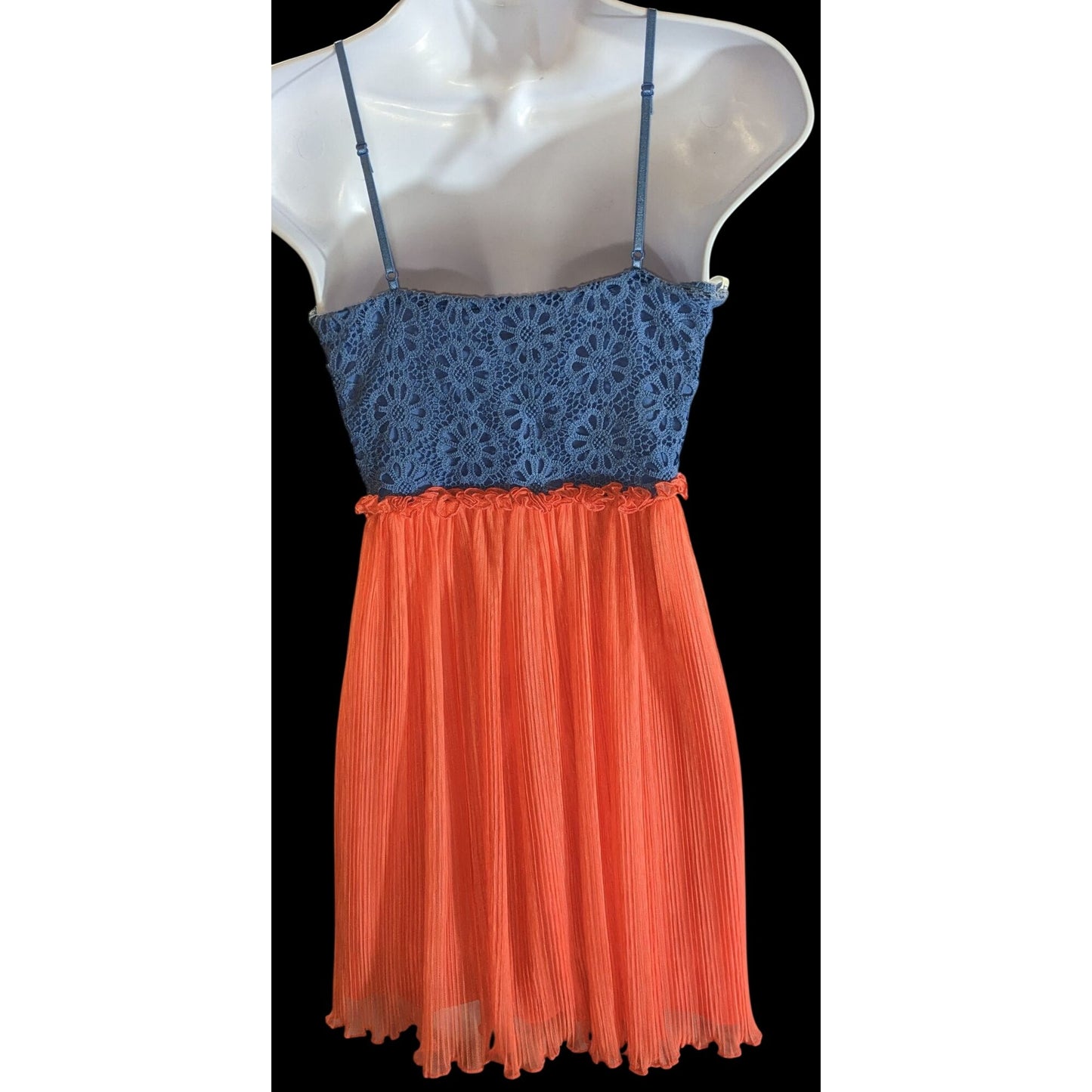 City Studios Lace Bodice Dress Blue Orange Y2K Floral Summer