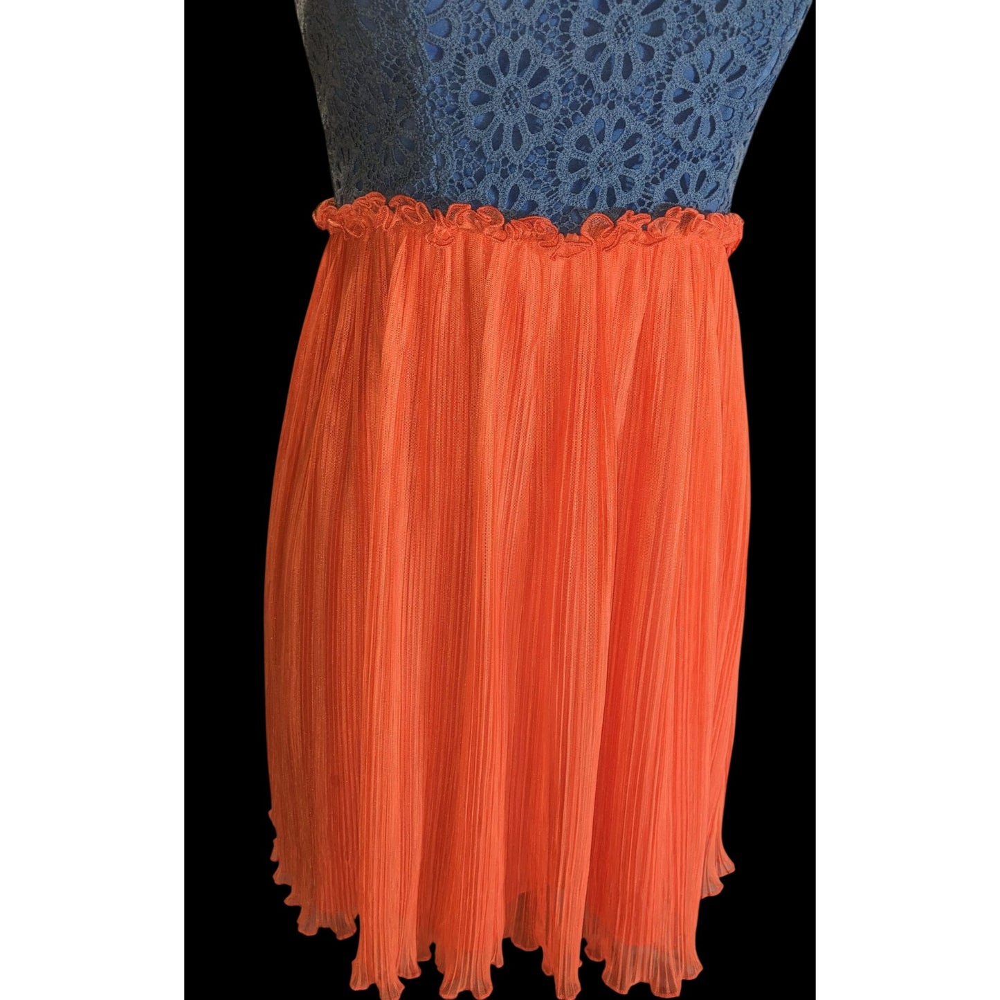 City Studios Lace Bodice Dress Blue Orange Y2K Floral Summer