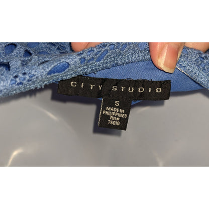 City Studios Lace Bodice Dress Blue Orange Y2K Floral Summer