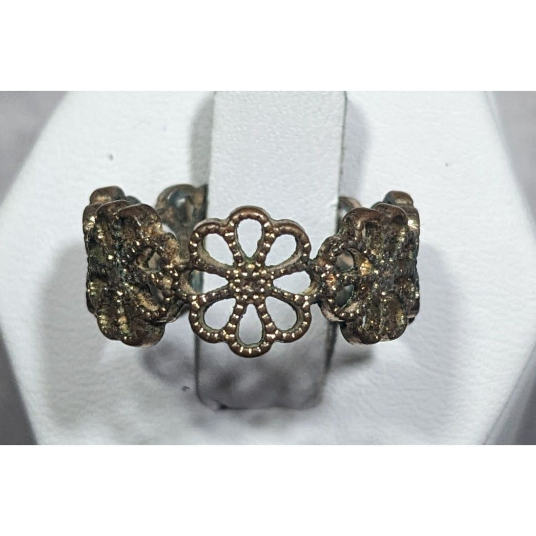 Fairycore Floral Gold Tone Filigree Ring Size 7