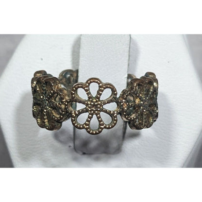 Fairycore Floral Gold Tone Filigree Ring Size 7