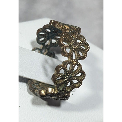 Fairycore Floral Gold Tone Filigree Ring Size 7