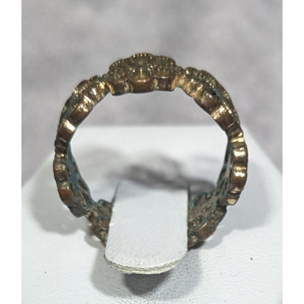Fairycore Floral Gold Tone Filigree Ring Size 7
