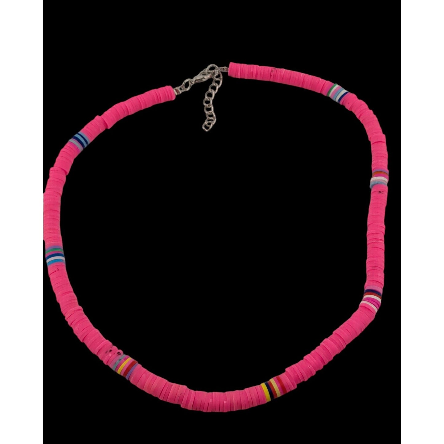 Heishi Beaded Pink And Multicolor Necklace