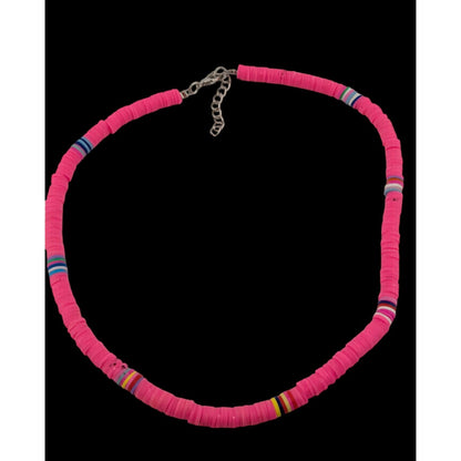 Heishi Beaded Pink And Multicolor Necklace