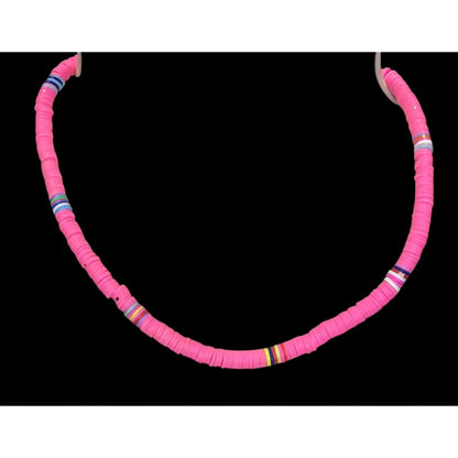 Heishi Beaded Pink And Multicolor Necklace