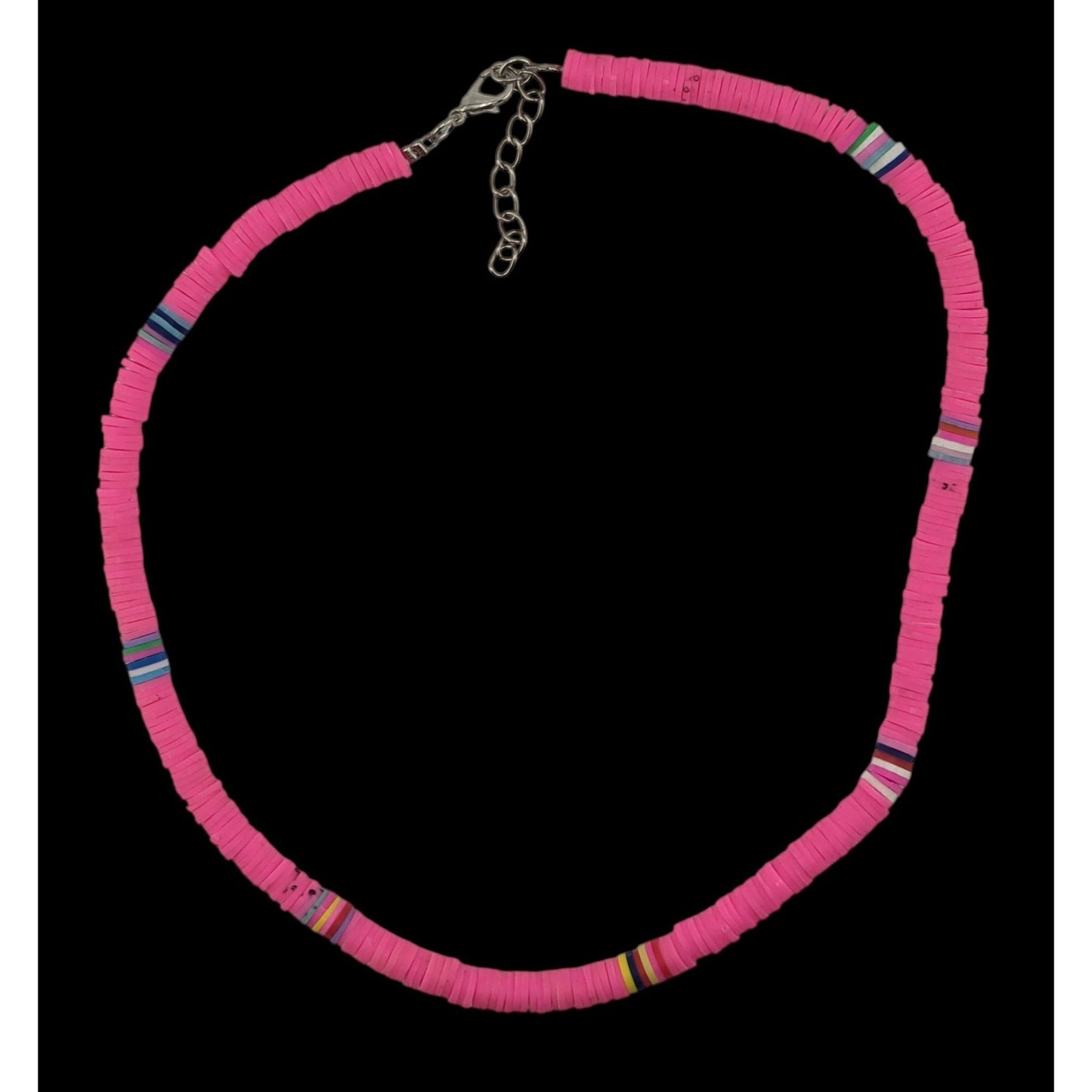 Heishi Beaded Pink And Multicolor Necklace