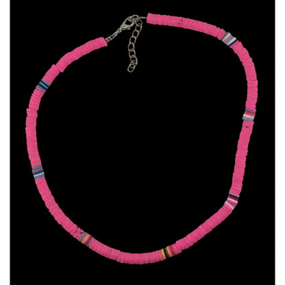 Heishi Beaded Pink And Multicolor Necklace