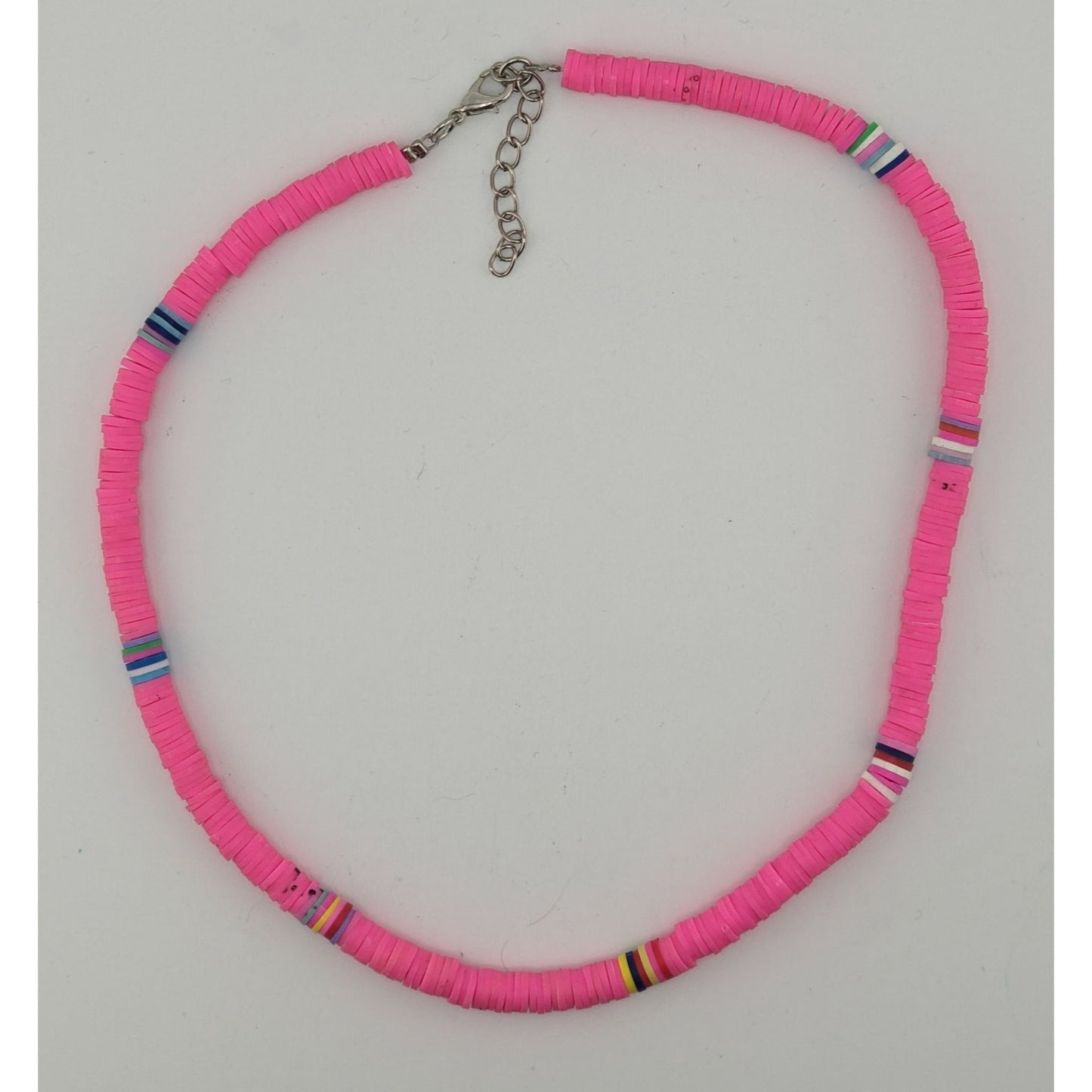 Heishi Beaded Pink And Multicolor Necklace