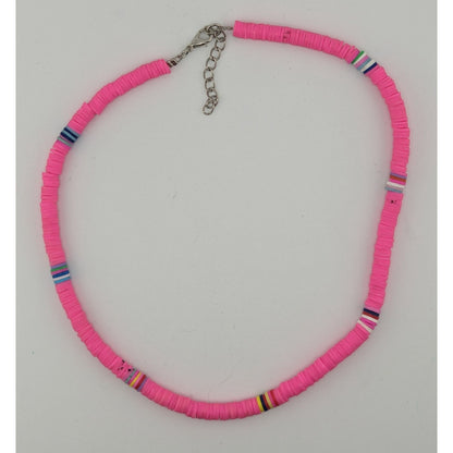 Heishi Beaded Pink And Multicolor Necklace