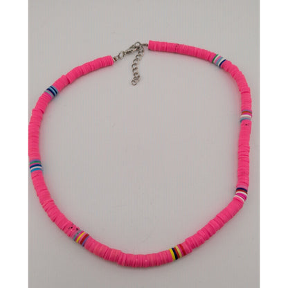 Heishi Beaded Pink And Multicolor Necklace