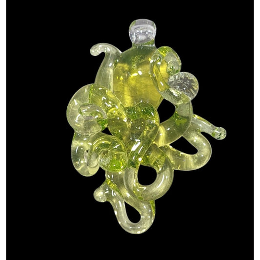 Whimsical Octopus Lime Green Lamp Work Glass Pendant