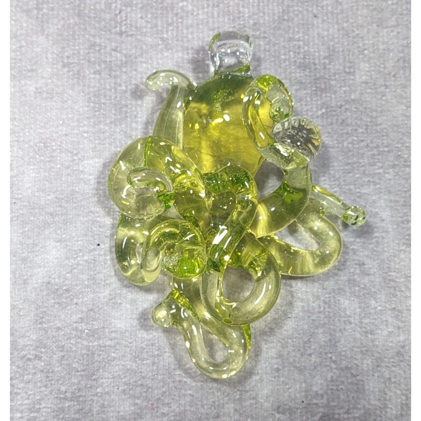 Whimsical Octopus Lime Green Lamp Work Glass Pendant
