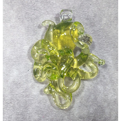 Whimsical Octopus Lime Green Lamp Work Glass Pendant