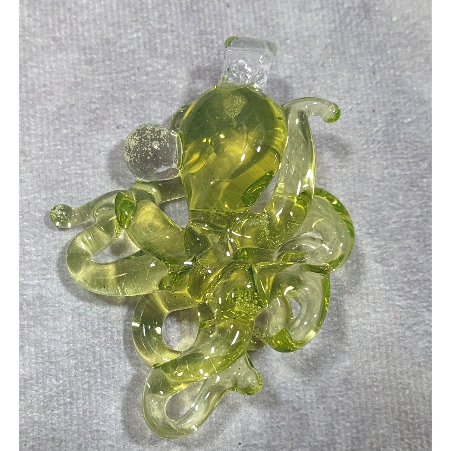 Whimsical Octopus Lime Green Lamp Work Glass Pendant