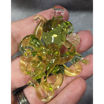 Whimsical Octopus Lime Green Lamp Work Glass Pendant