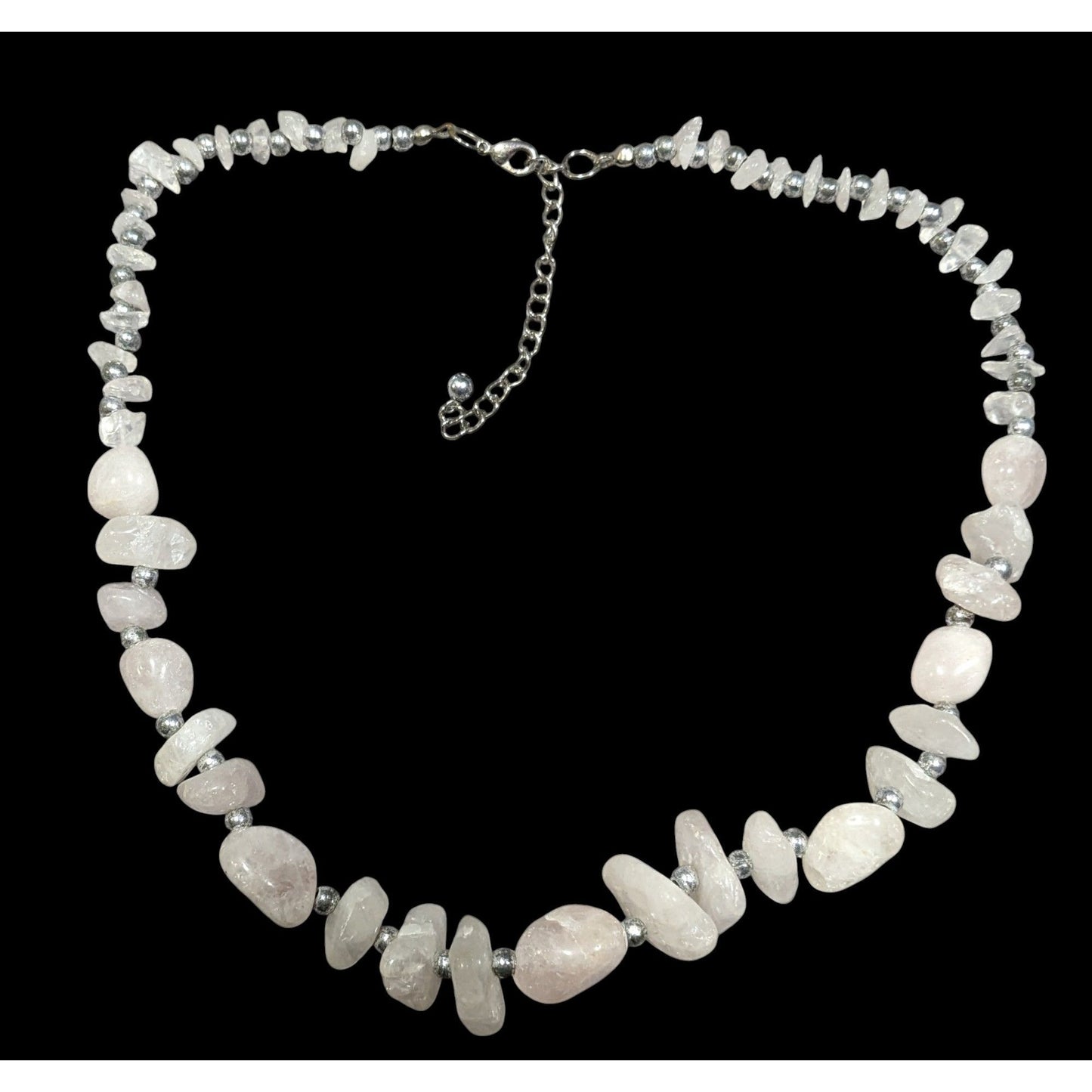 Vintage Natural White Quartz Chunk Beaded Necklace