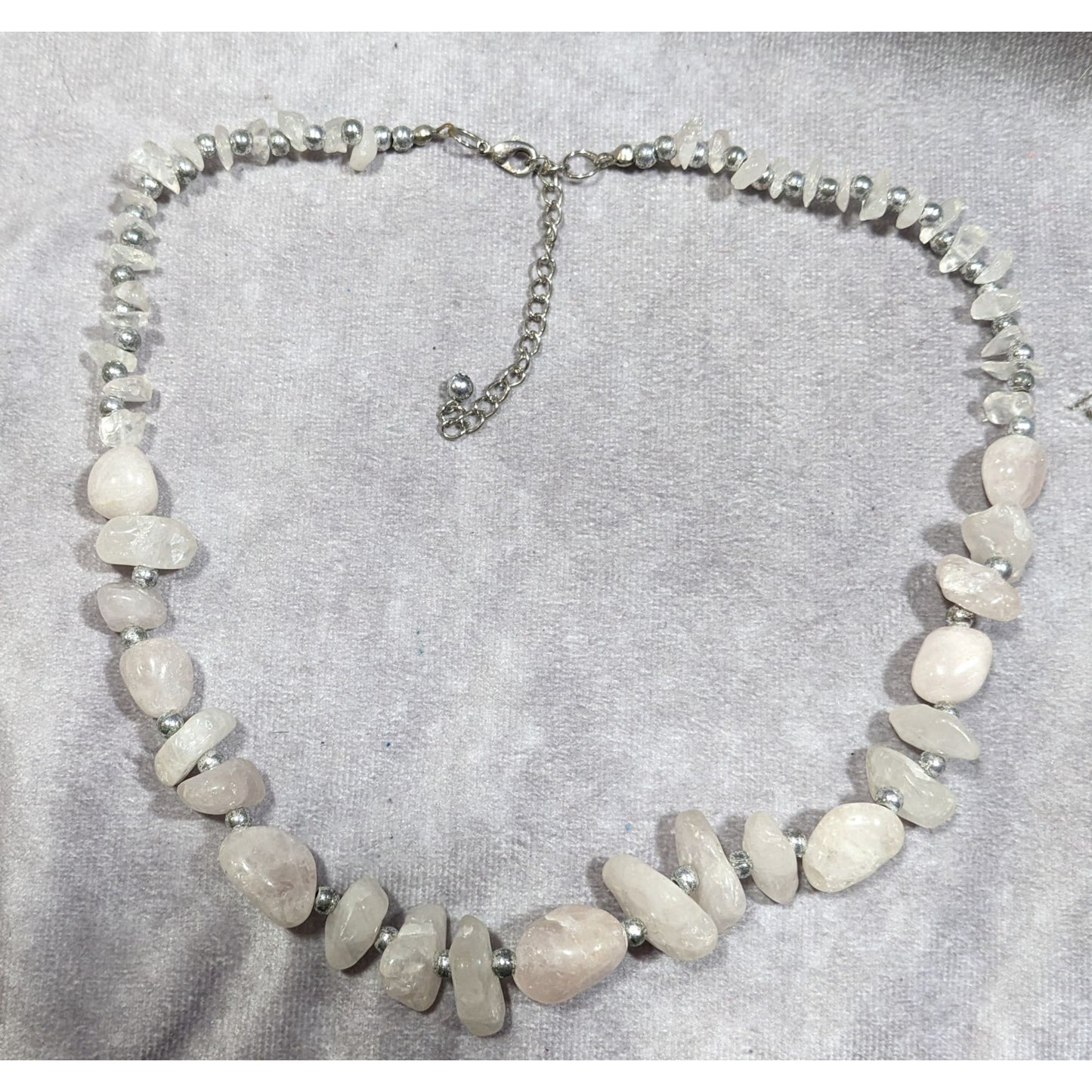 Vintage Natural White Quartz Chunk Beaded Necklace