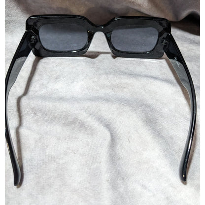 Free People Retro Mod Black Rectangular Sunglasses