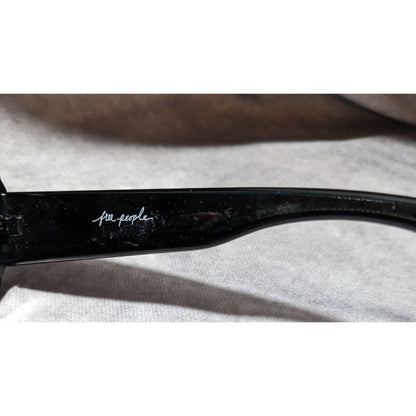 Free People Retro Mod Black Rectangular Sunglasses