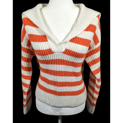 Sincerely Jules Preppy Orange And White Striped Sweater Size Medium