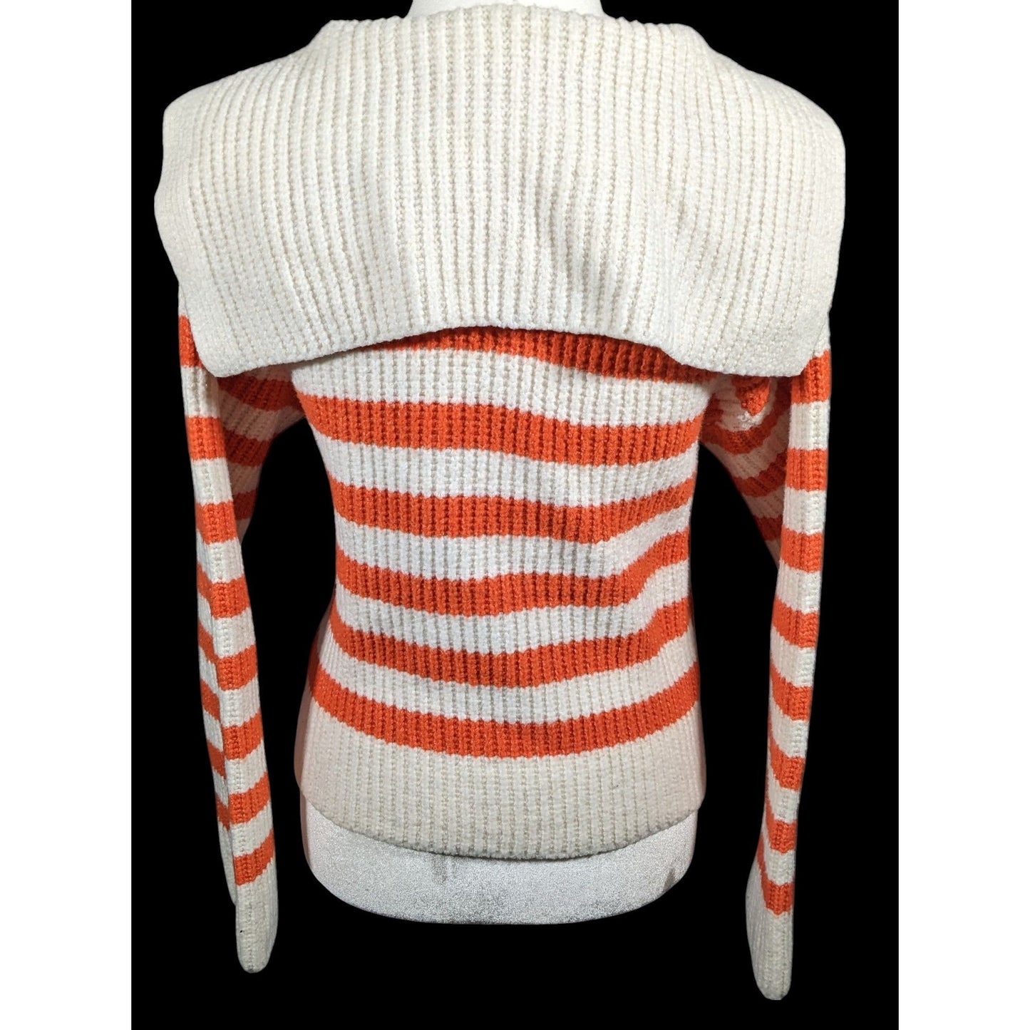 Sincerely Jules Preppy Orange And White Striped Sweater Size Medium