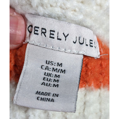 Sincerely Jules Preppy Orange And White Striped Sweater Size Medium