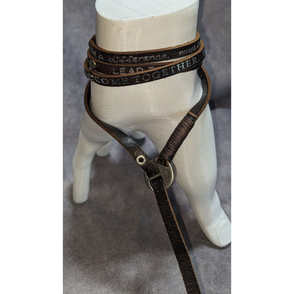 Boho Inspirational Humanity For All Brown Leather Wrap Bracelet Affirmation Quote Jewelry