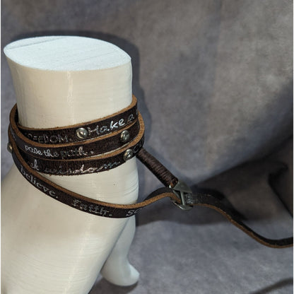 Boho Inspirational Humanity For All Brown Leather Wrap Bracelet Affirmation Quote Jewelry