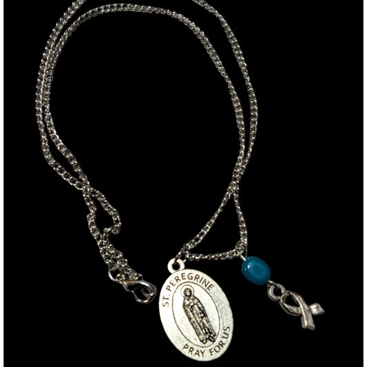 St. Peregrine Pray For Us Cancer Awareness Charm Necklace