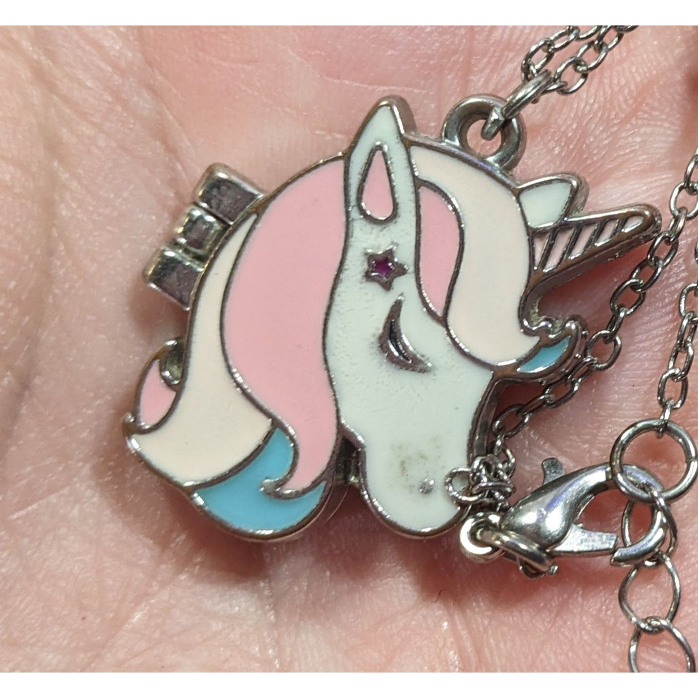 Whimsical Fairycore Pastel Unicorn Magnetic Locket Necklace