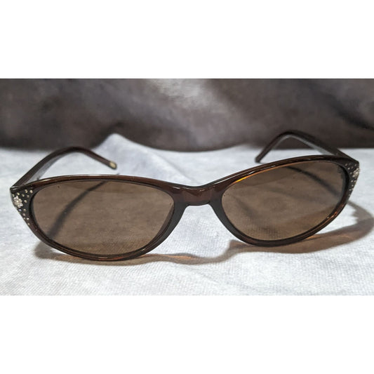 Fossil Brown Floral Rhinestone Sunglasses